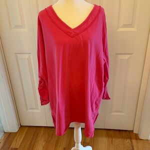 Fresh Produce V-Neck Tunic in Vibrant Pink